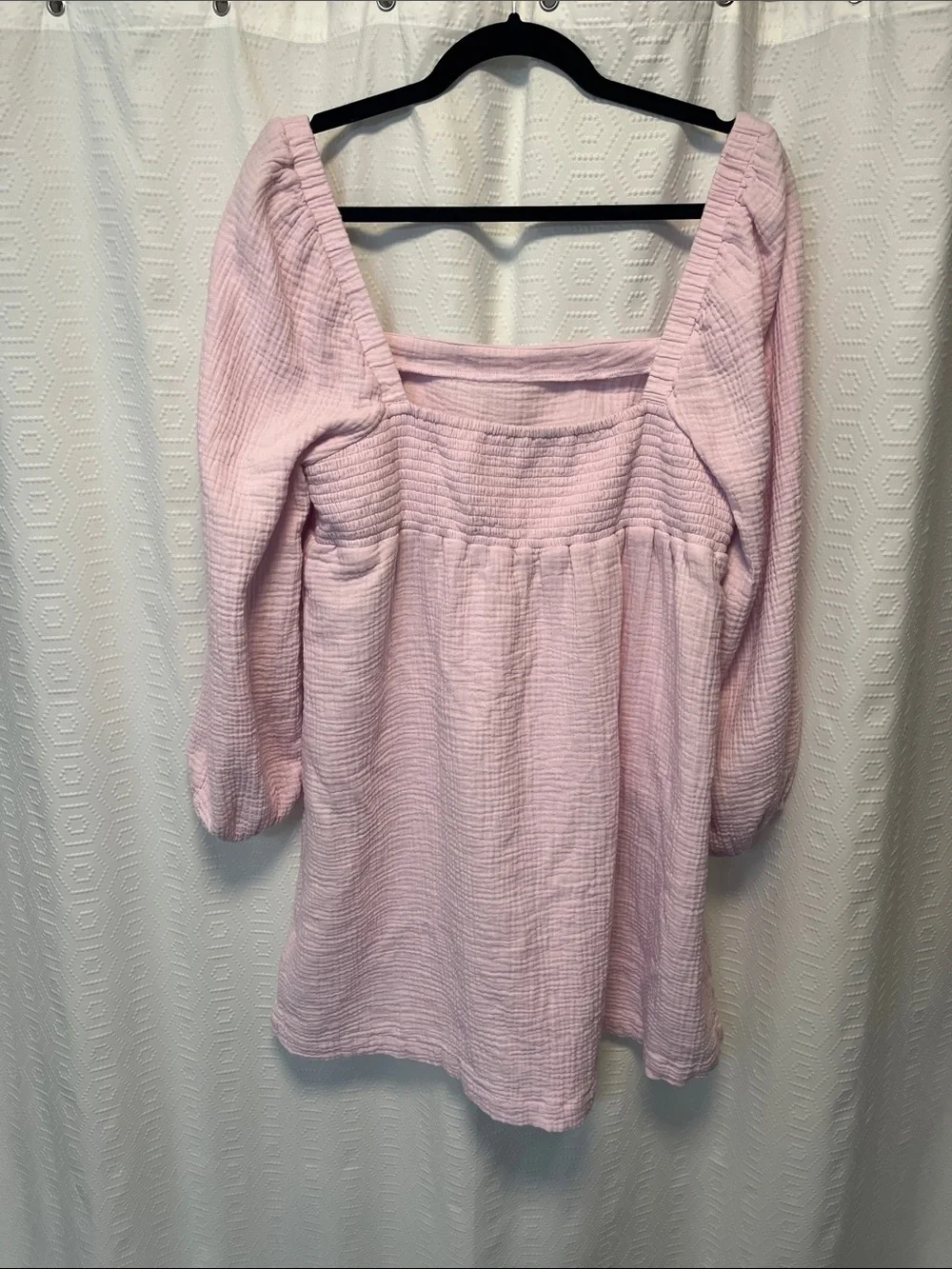 J.Crew Squareneck soft gauze Pink Puff Sleeve Dress